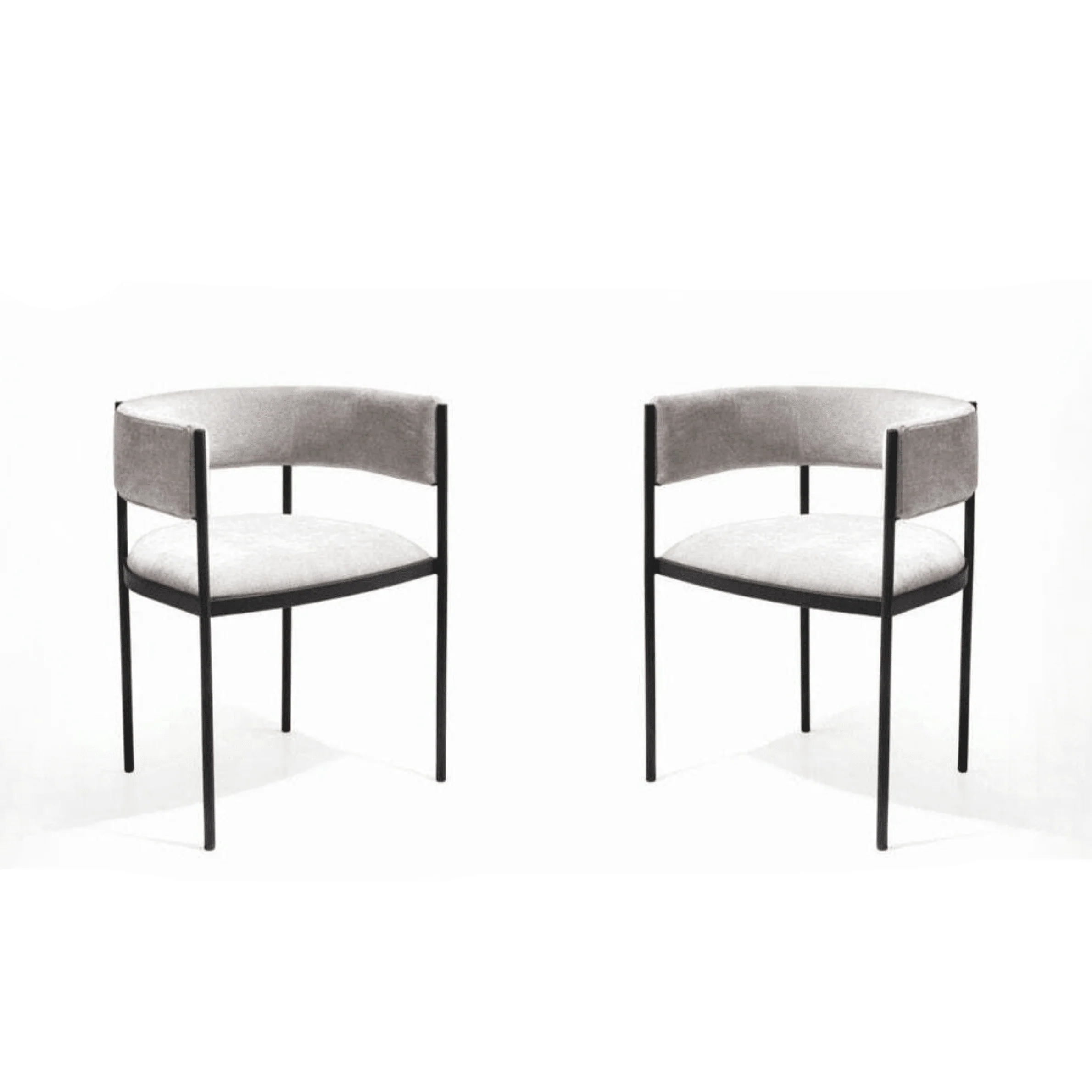 Isolde Greige Dining Chairs with Black Metal Legs- Set of 2 - Image 2