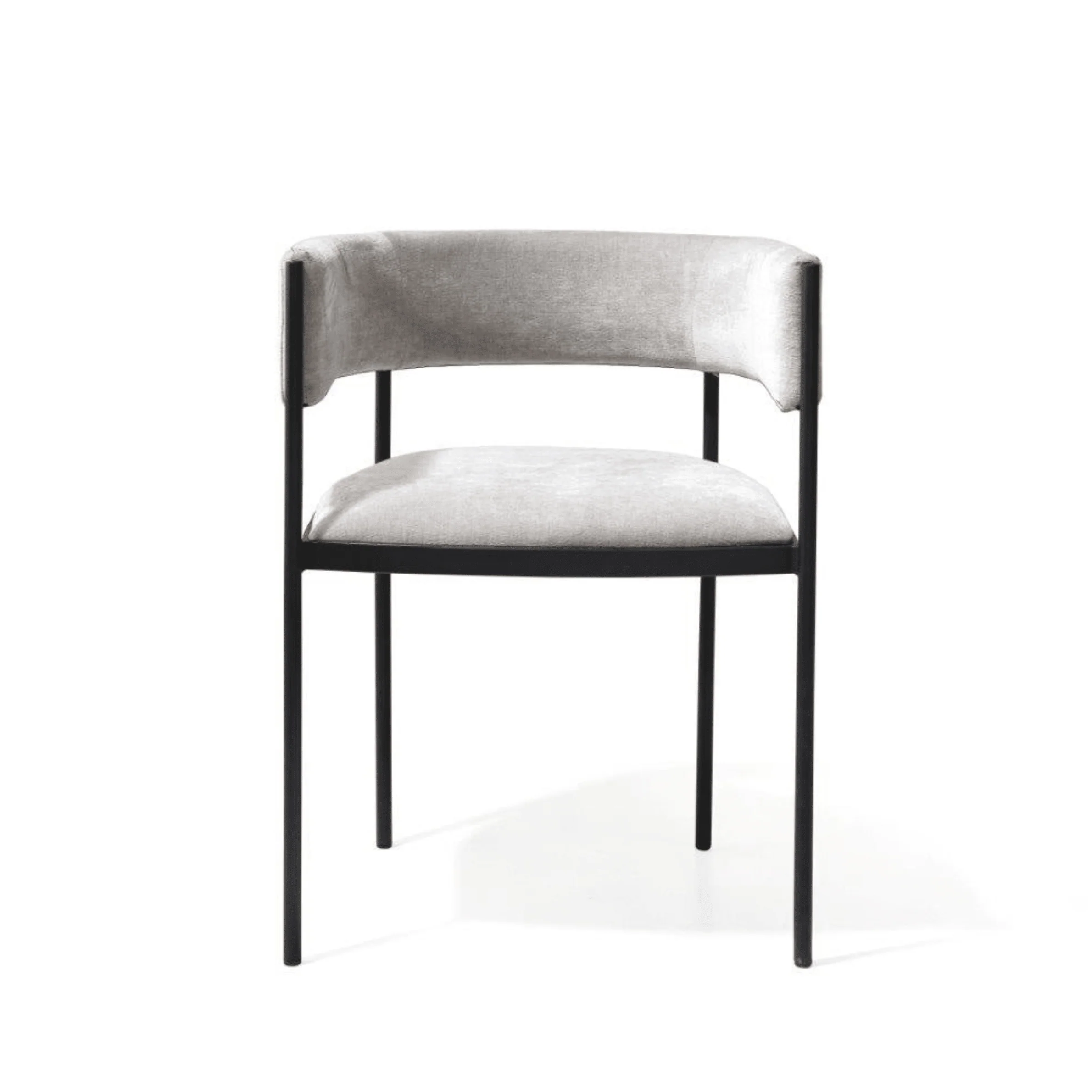 Isolde Greige Dining Chairs with Black Metal Legs- Set of 2 - Image 3