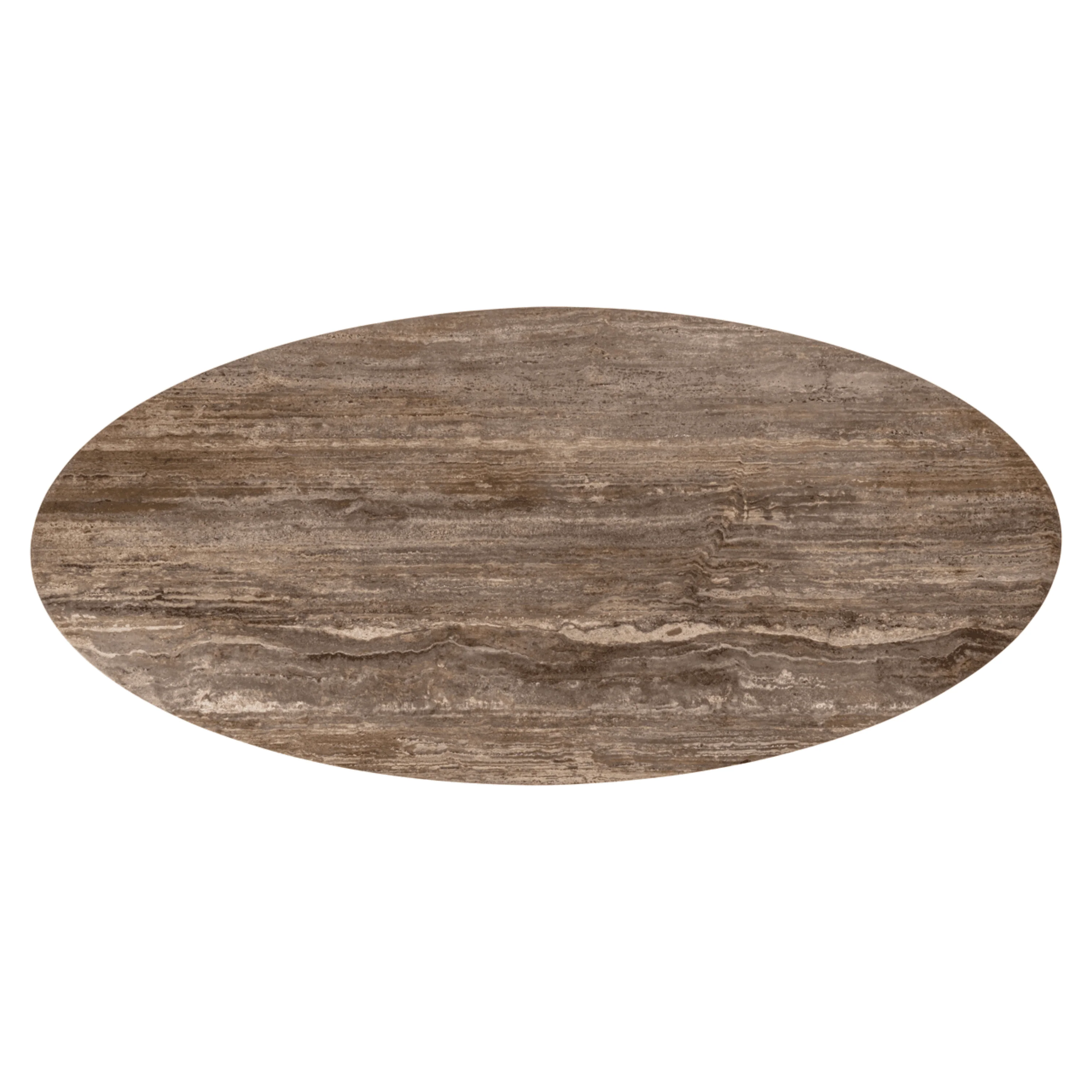 Iva Aluminium Sculptural Oval Dining Table with Travertine Top - Image 4