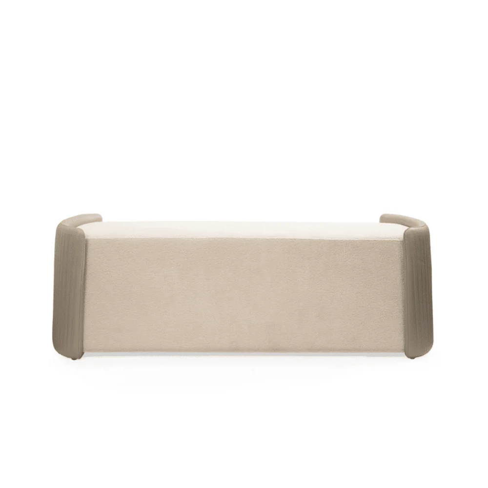 Ivenne Beige Textured Chenille Bench with Leather Accents - Image 3