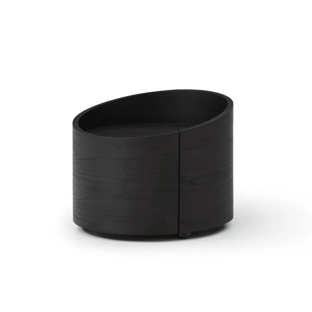 Ivillia Black Round Wooden Bedside Table - Image 2