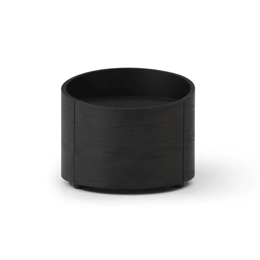Ivillia Black Round Wooden Bedside Table - Image 3