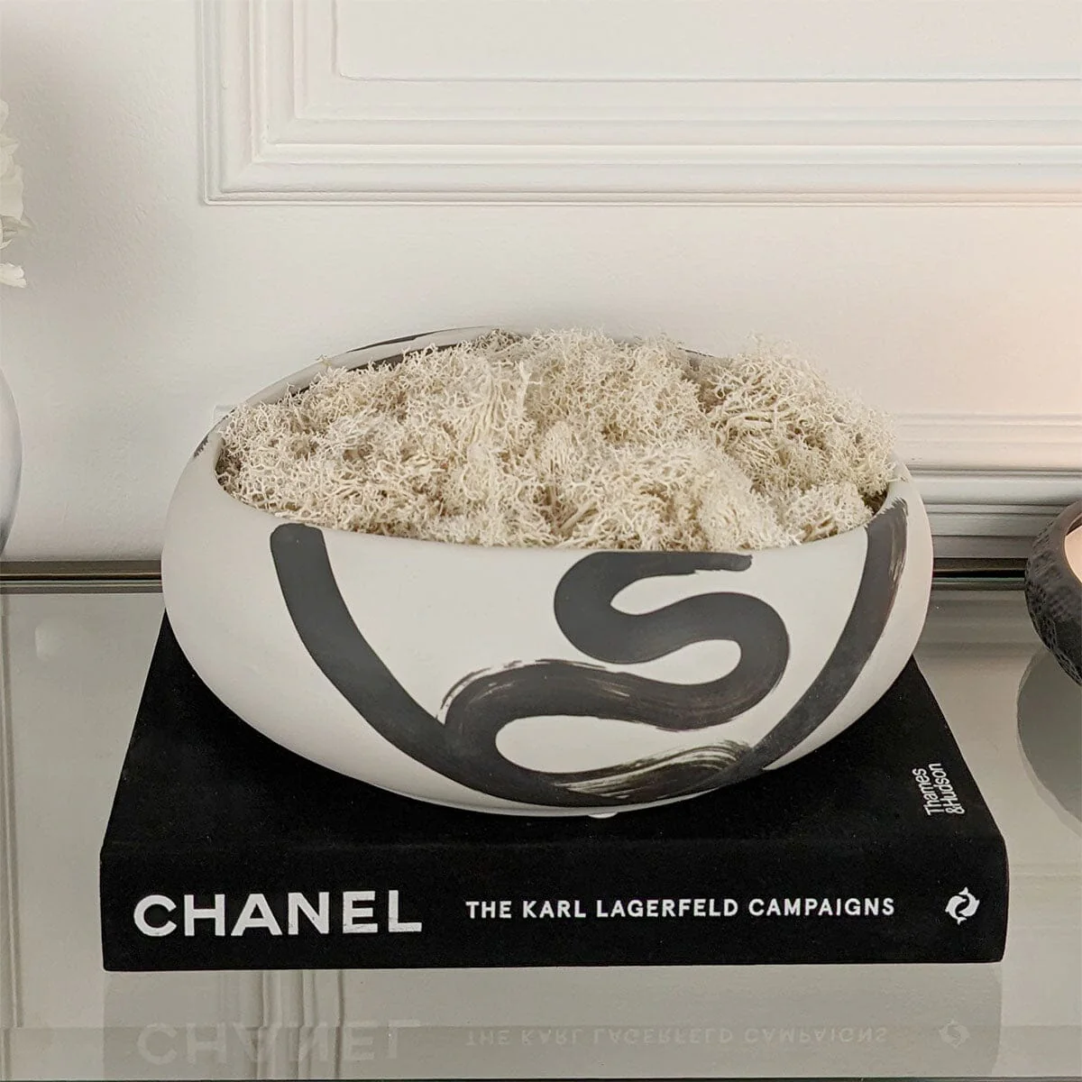 Jaxon Black & Cream Paint stroke Decorative Ceramic Bowl