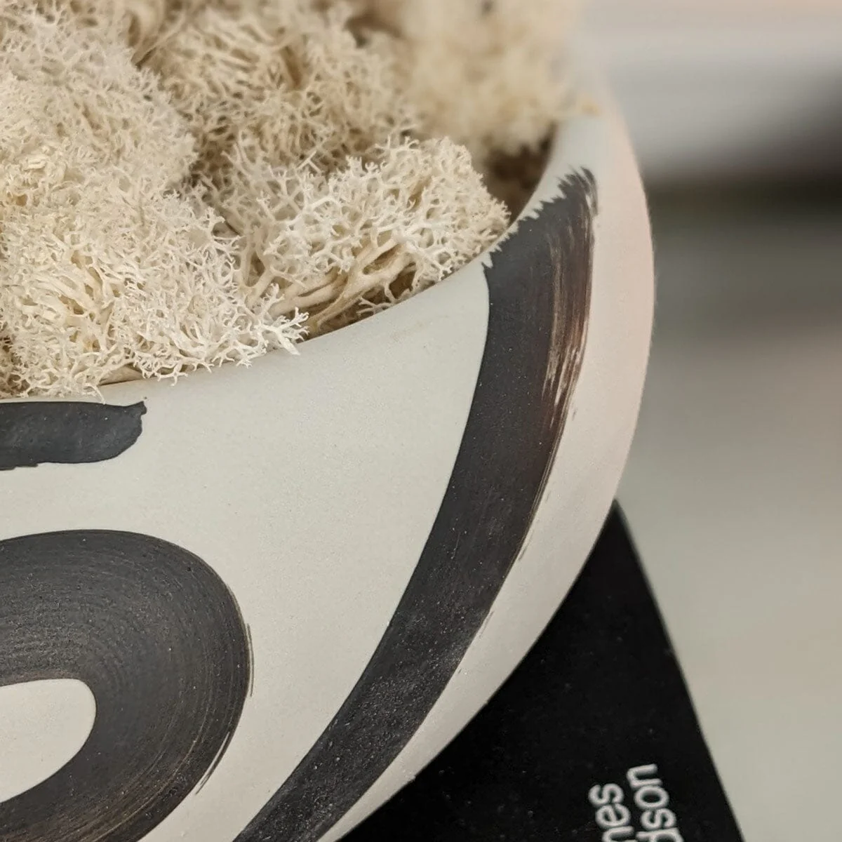 Jaxon Black & Cream Paint stroke Decorative Ceramic Bowl - Image 3