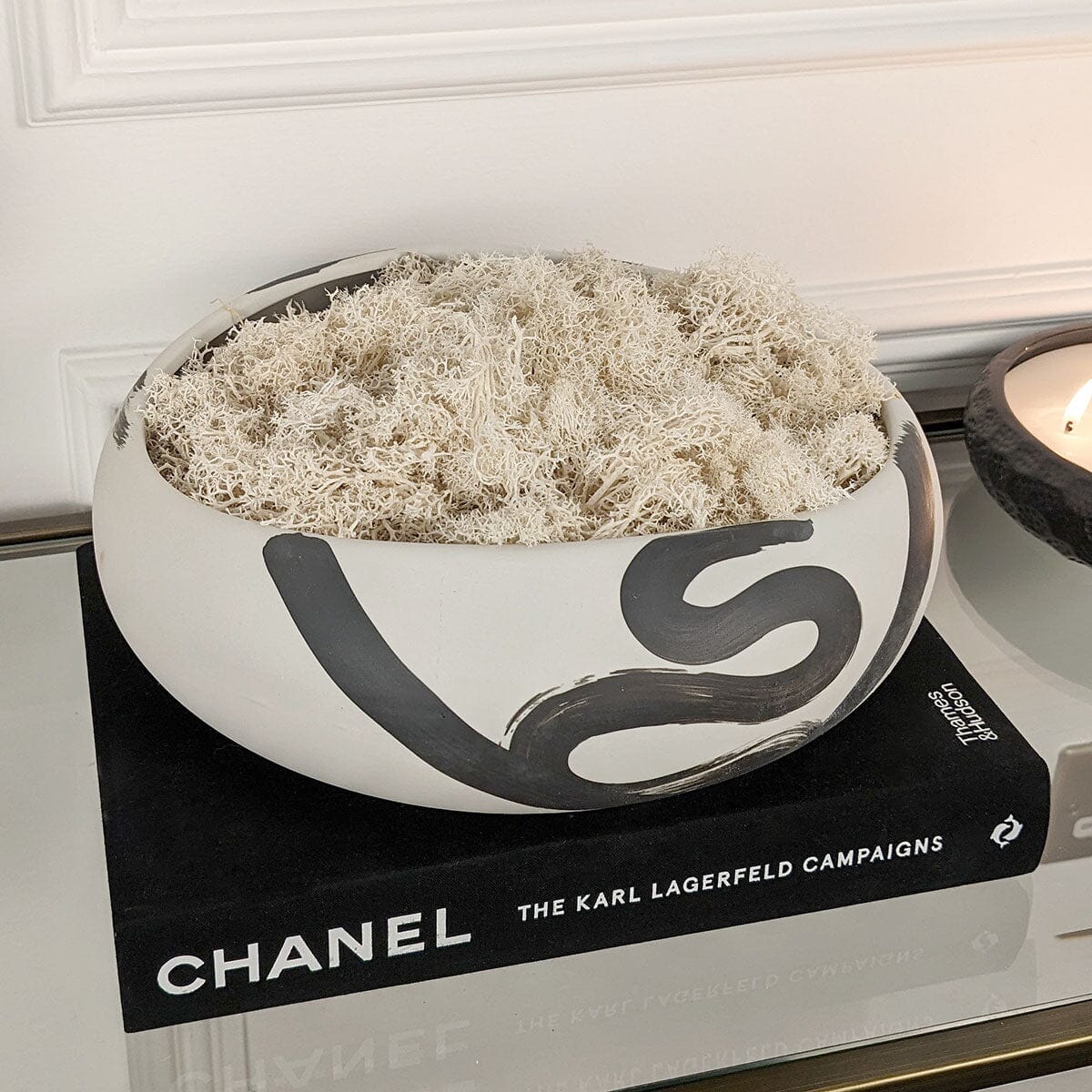 Jaxon Black & Cream Paint stroke Decorative Ceramic Bowl - Image 4