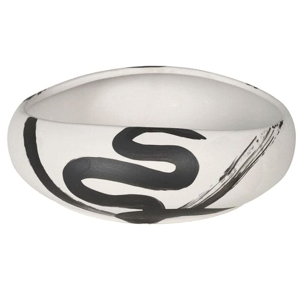 Jaxon Black & Cream Paint stroke Decorative Ceramic Bowl - Image 5