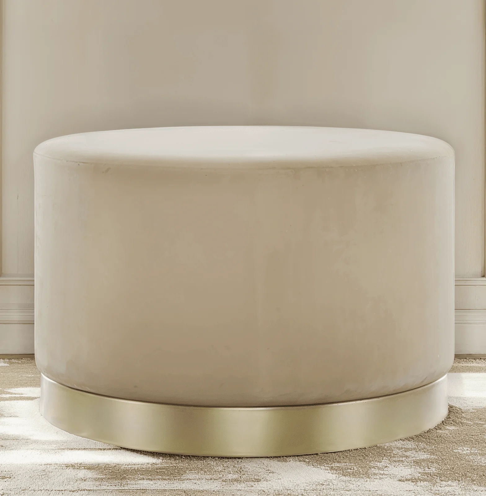 Jaycee Beige & Gold Large Round Stool