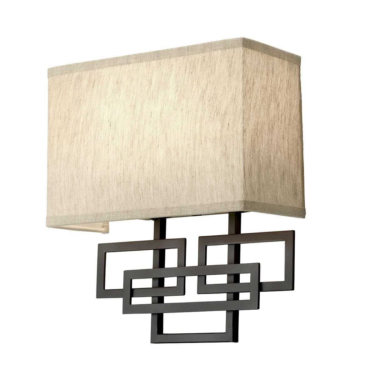 Jennifer Bronze 2 Light Wall Light with Linen Shade - Image 2