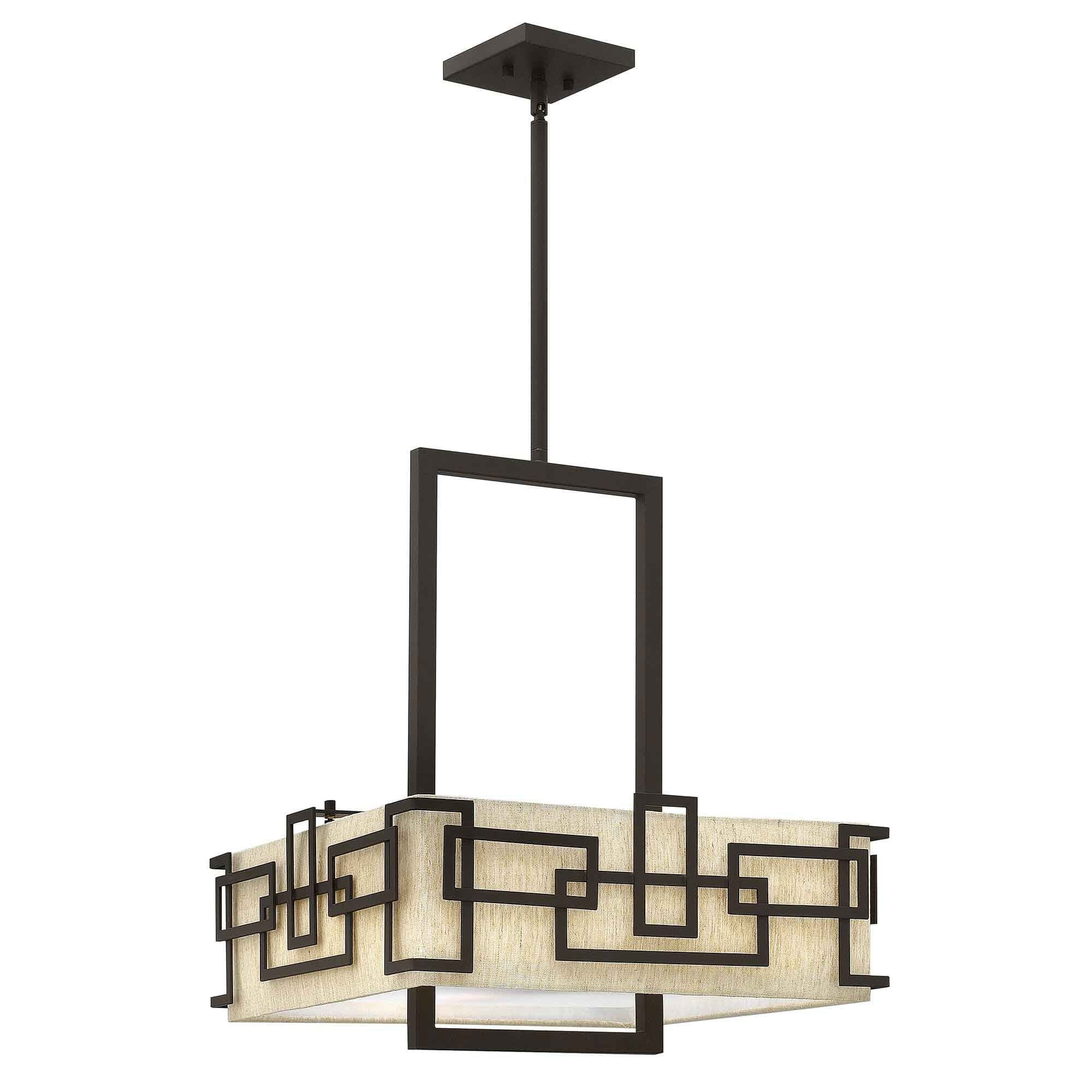 Jennifer Bronze 3 Light Pendant Ceiling Light with Linen Shade - Image 2