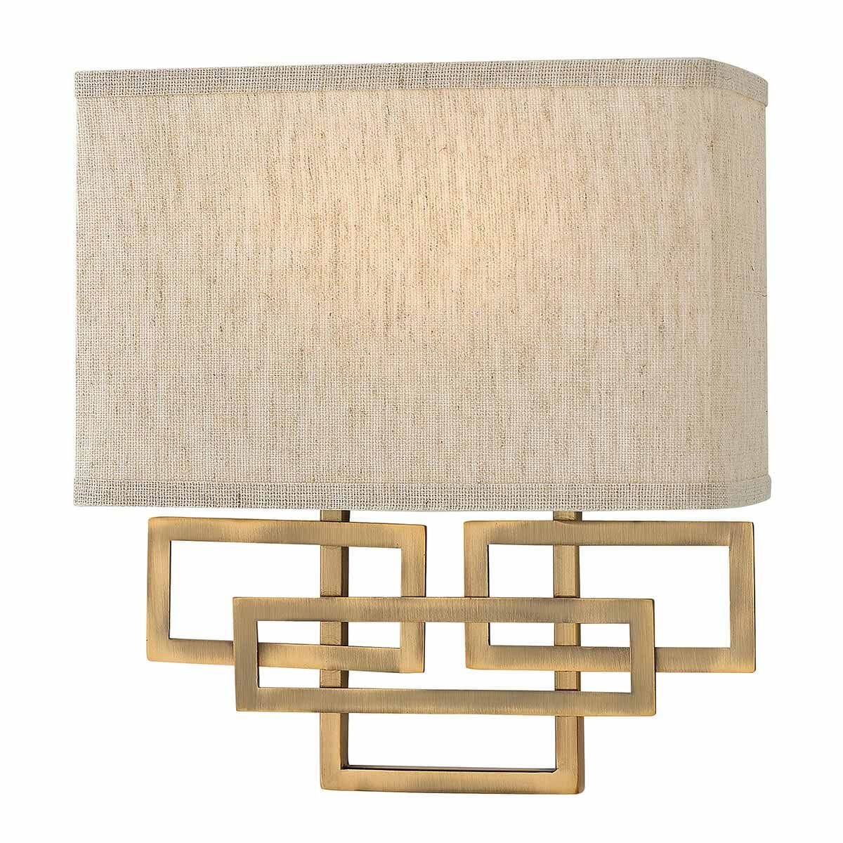 Jennifer Brushed Brass 2 Light Wall Light with Linen Shade - Image 2