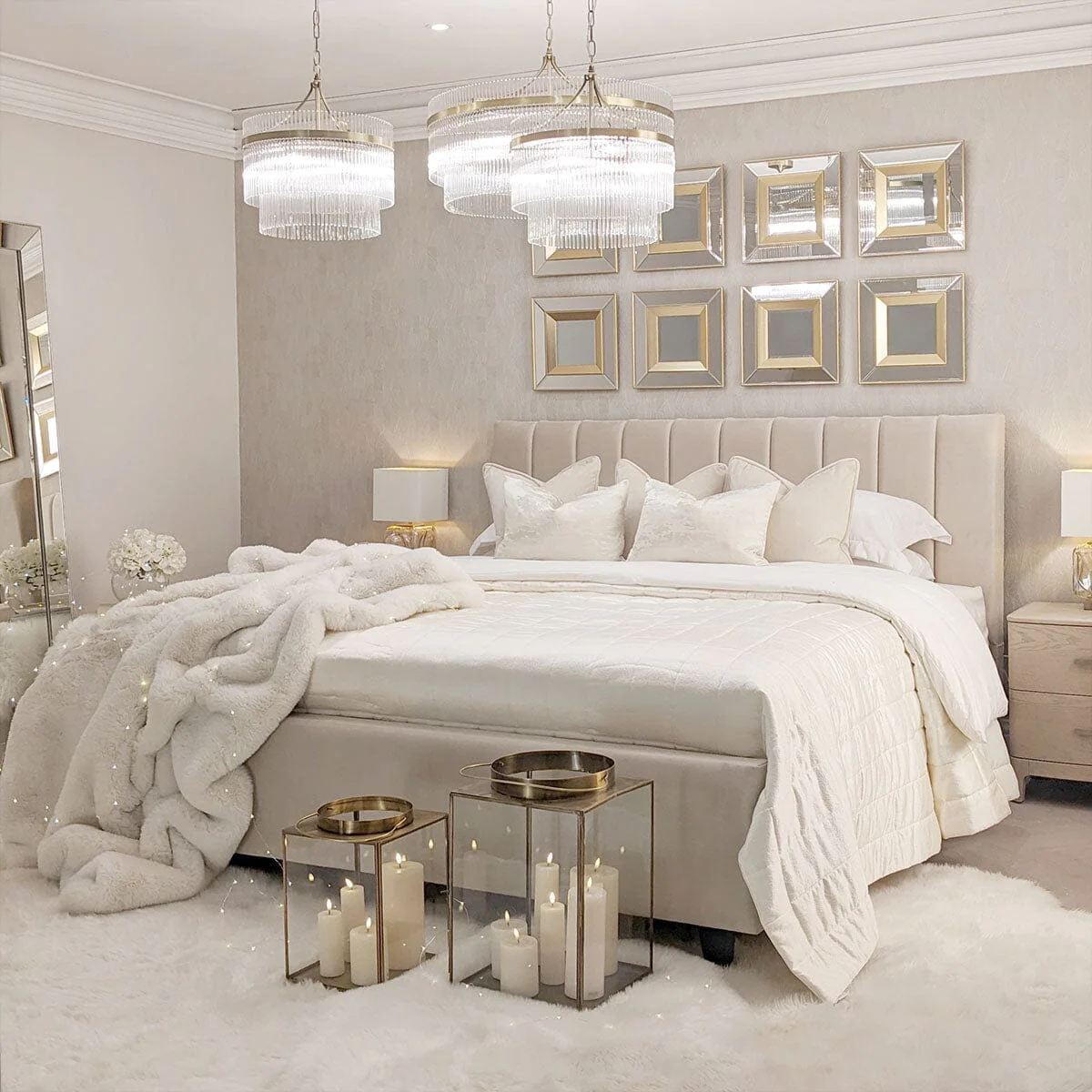 Jessabelle Luxury Vanilla Velvet Panelled Ottoman Storage Bed - Image 3