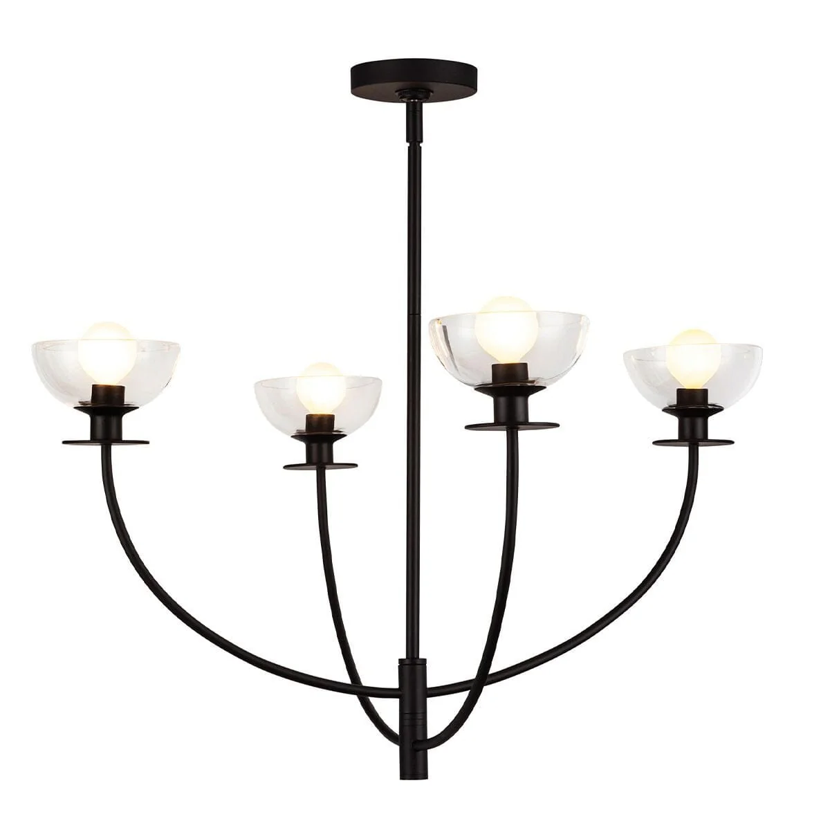 Jessica 4 Light Matte Black & Glass Chandelier - Image 4