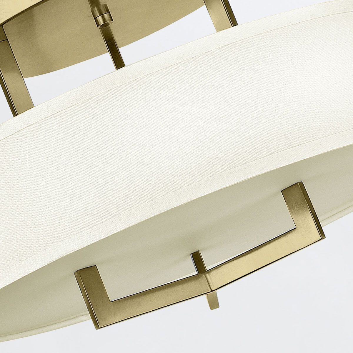Jessie Brushed Brass 3 Light Semi-Flush Ceiling Light with Linen Shade - Image 3