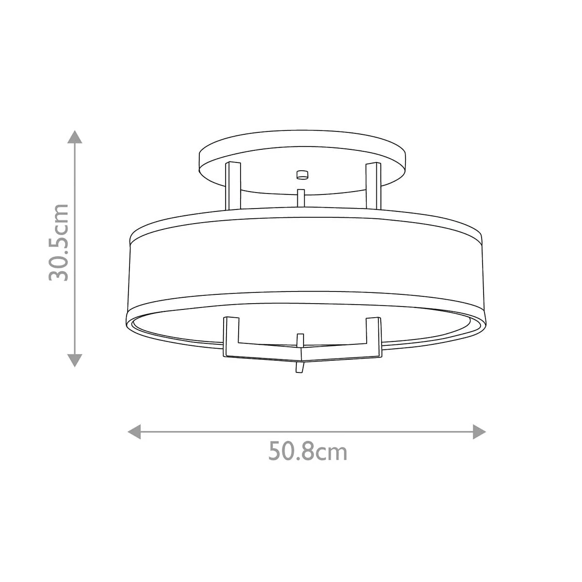 Jessie Brushed Brass 3 Light Semi-Flush Ceiling Light with Linen Shade - Image 5