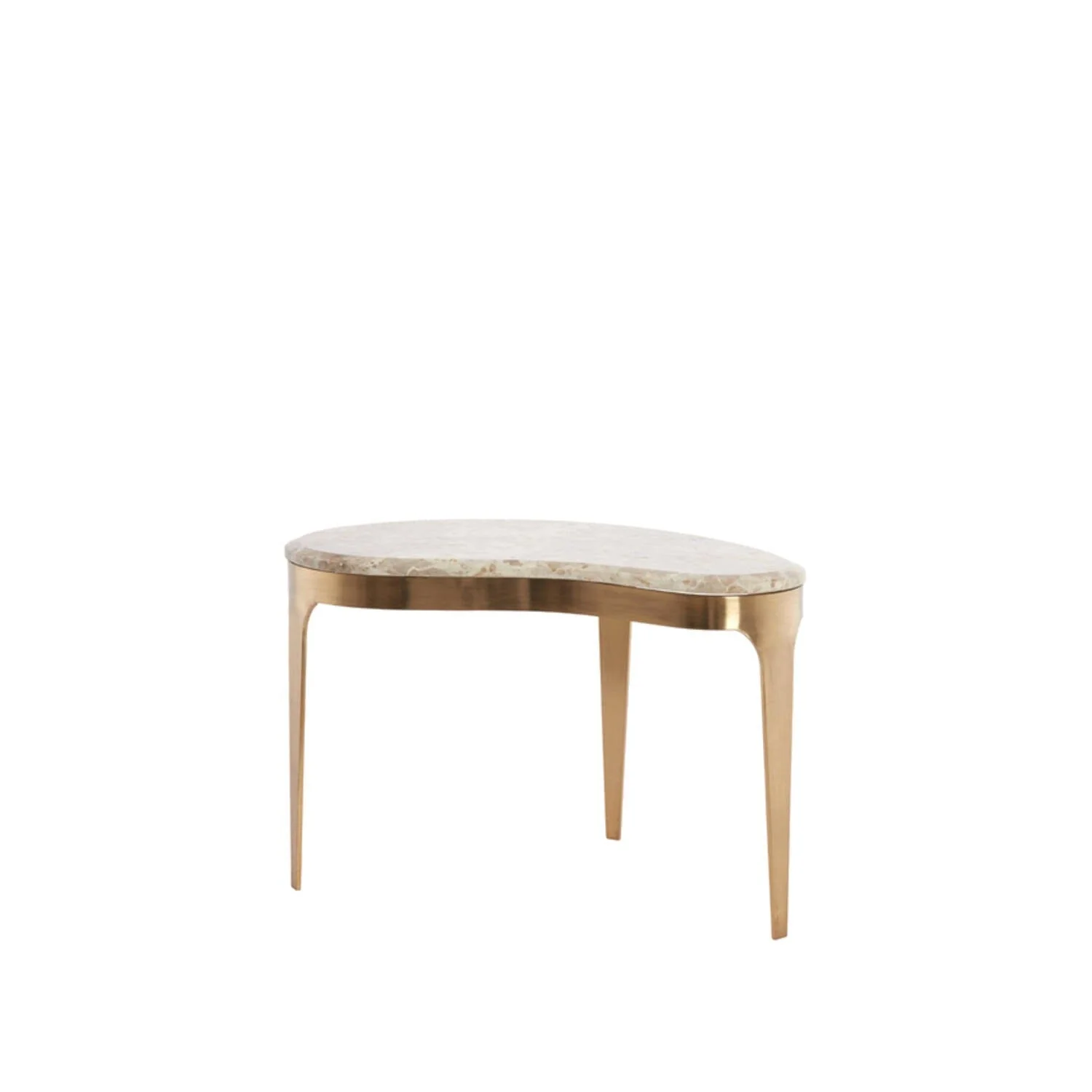 Josephine Antique Bronze Abstract Shaped Coffee Table with Taupe Marble Top - Image 2