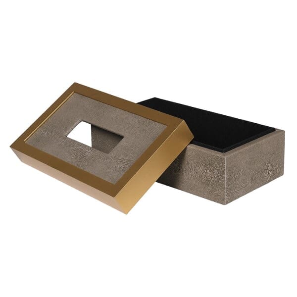 Josette Mink Shagreen & Gold Decorative Tissue Box - Image 5