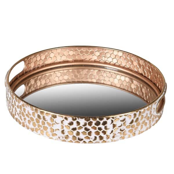 Jovie Round Mirrored & Gold Distressed Trays - Set of 2 - Image 5