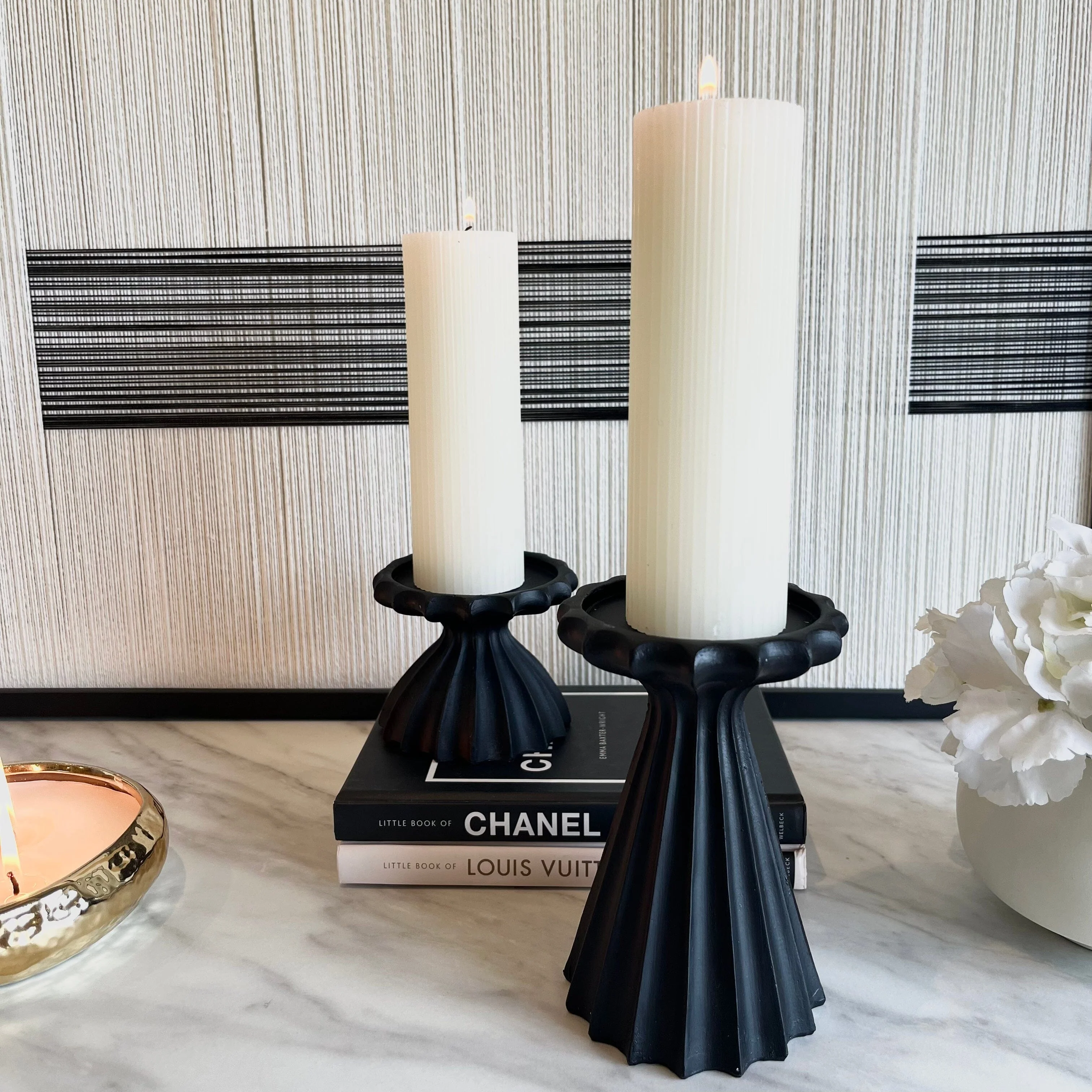 Jozette Black Decorative Candle Holder - Image 2