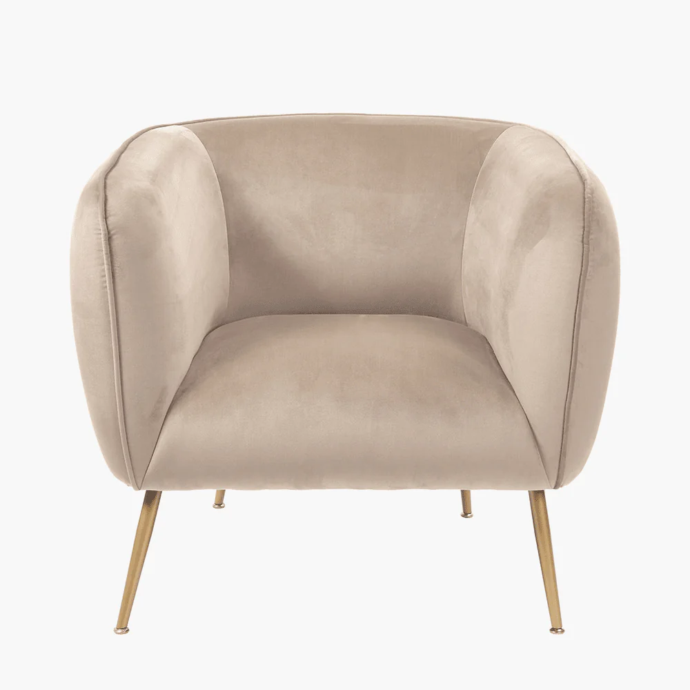 Juliana Beige Velvet Accent Chair with Metal Legs - Image 2