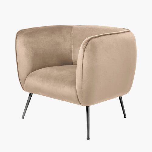 Juliana Beige Velvet Accent Chair with Metal Legs - Image 3