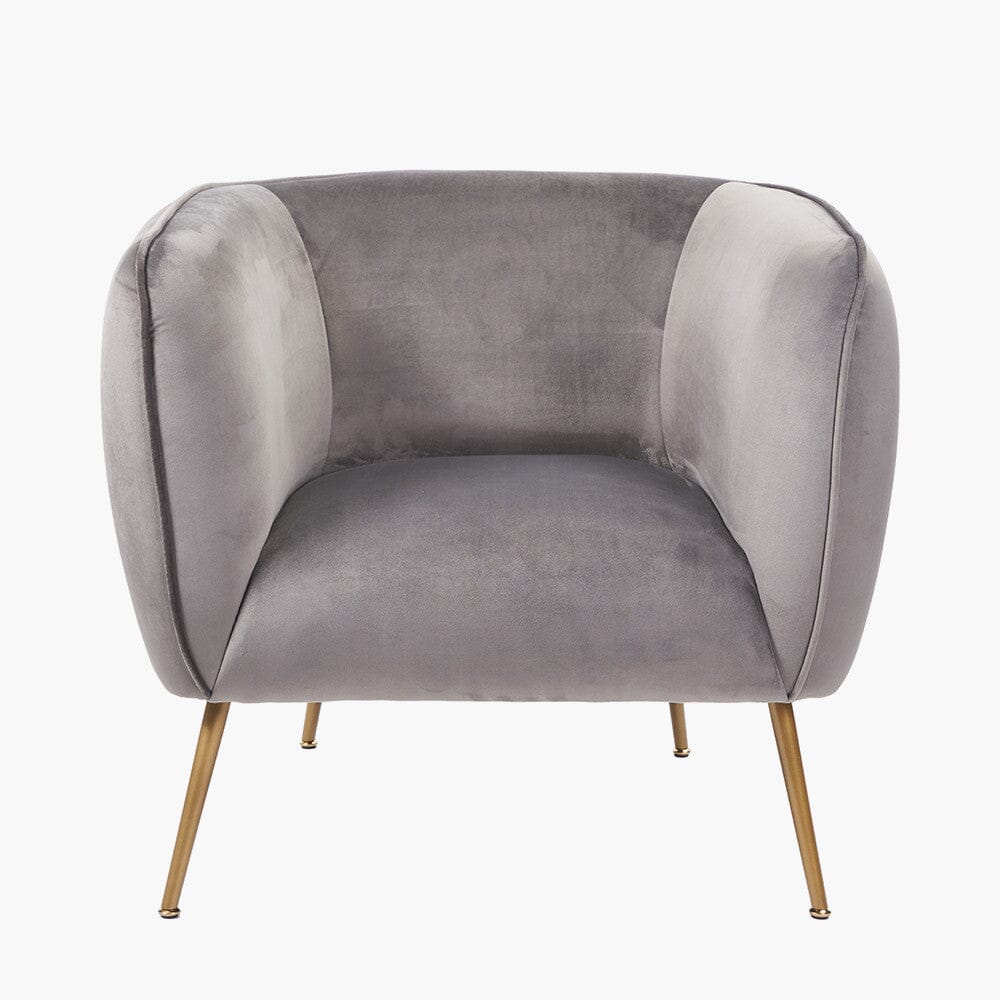 Juliana Dove Grey Velvet Accent Chair with Gold Legs - Image 2