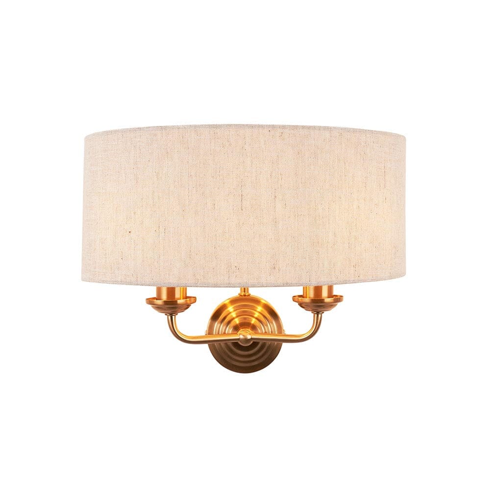 Juniper 2 Light Brass Wall Light with Neutral Shade - Image 4