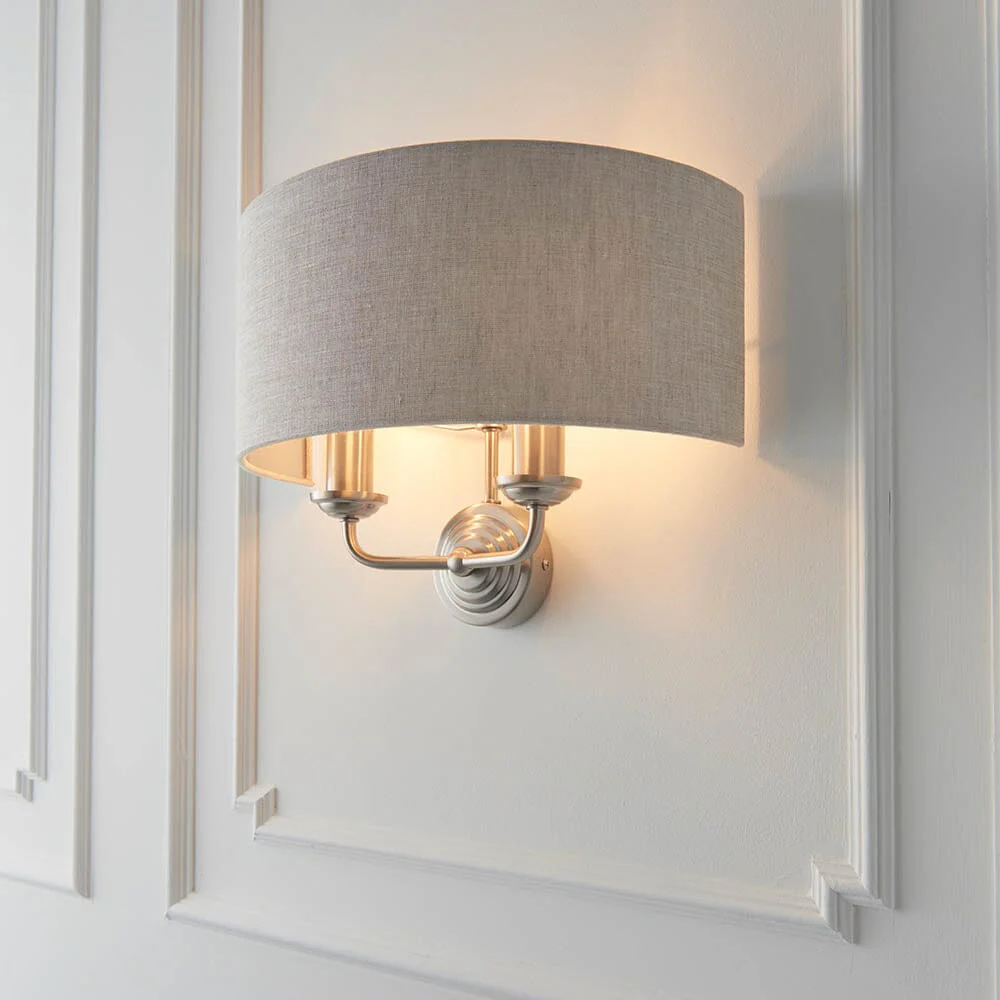 Juniper 2 Light Chrome Wall Light with Neutral Shade - Image 2