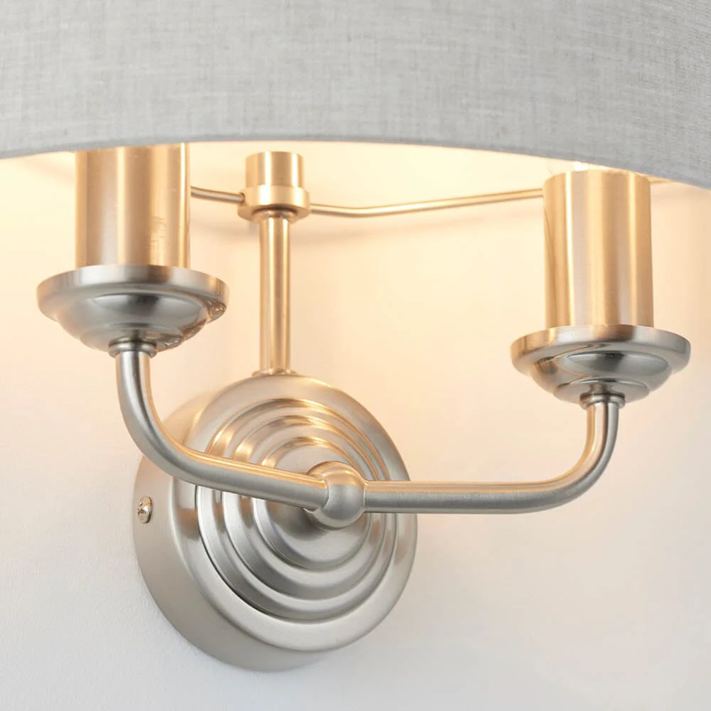 Juniper 2 Light Chrome Wall Light with Neutral Shade - Image 3