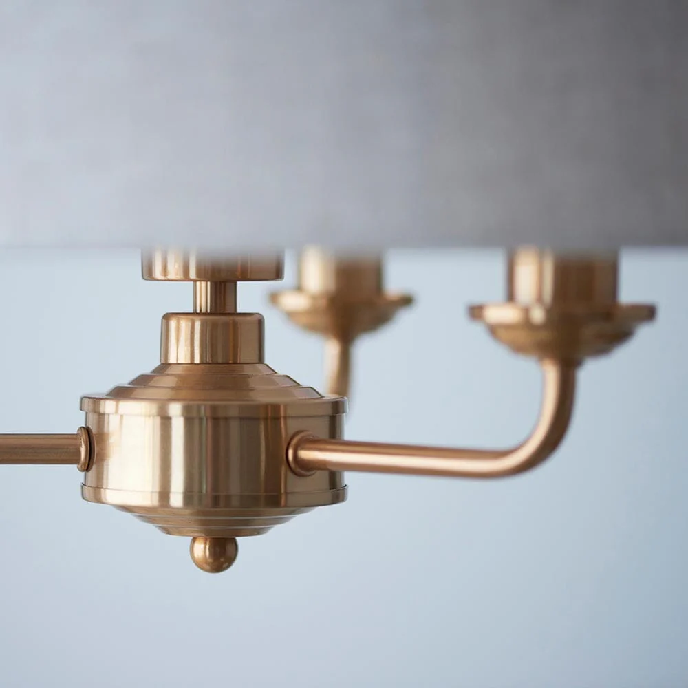 Juniper 3 Light Brass Pendant Ceiling Light with Neutral Shade - Image 2