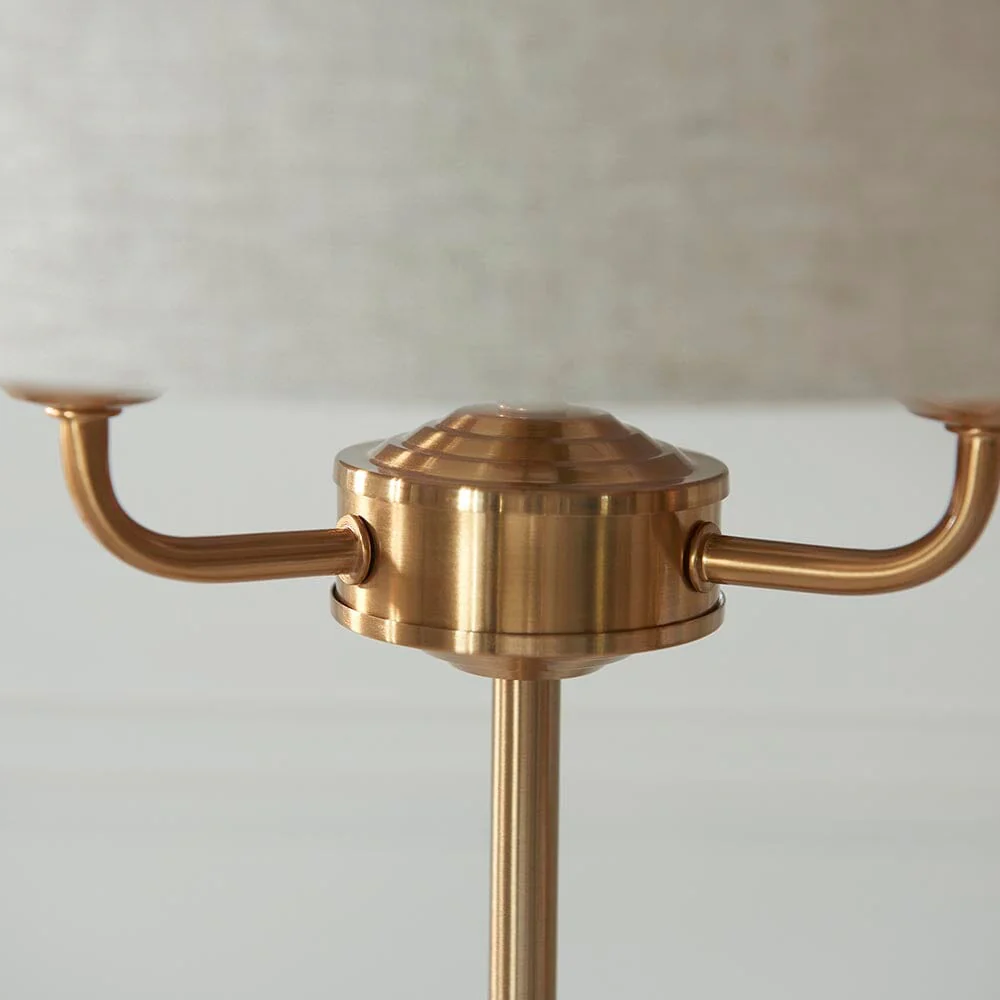 Juniper 3 Light Brass Table Lamp with Neutral Shade - Image 3