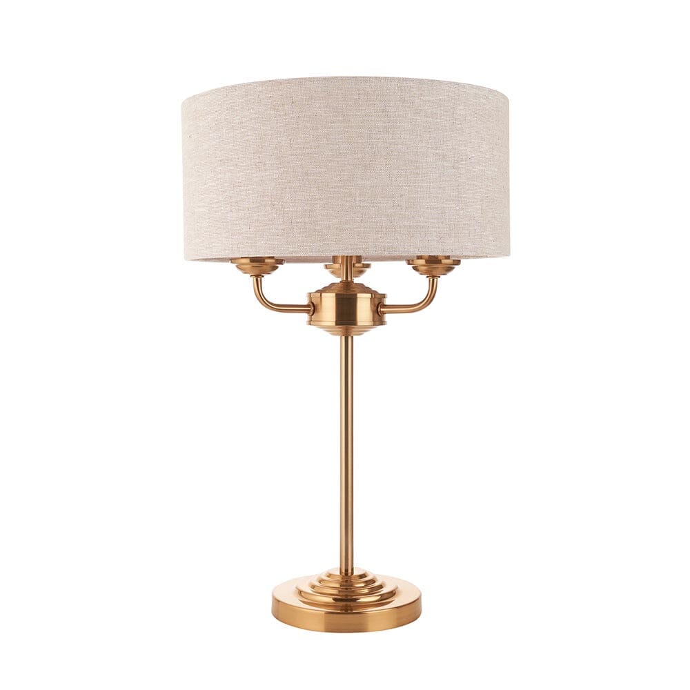 Juniper 3 Light Brass Table Lamp with Neutral Shade - Image 5