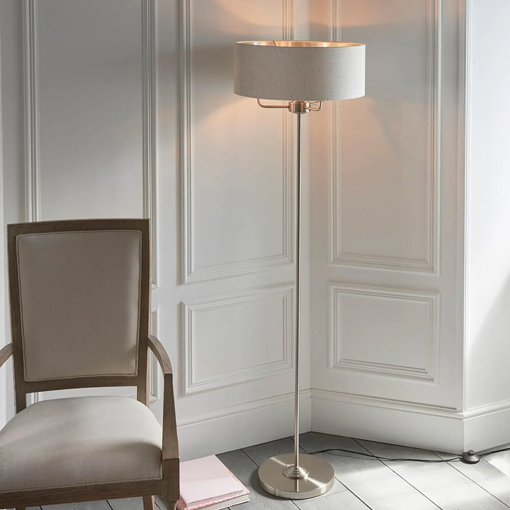 Juniper 3 Light Chrome Floor Lamp with Neutral Shade