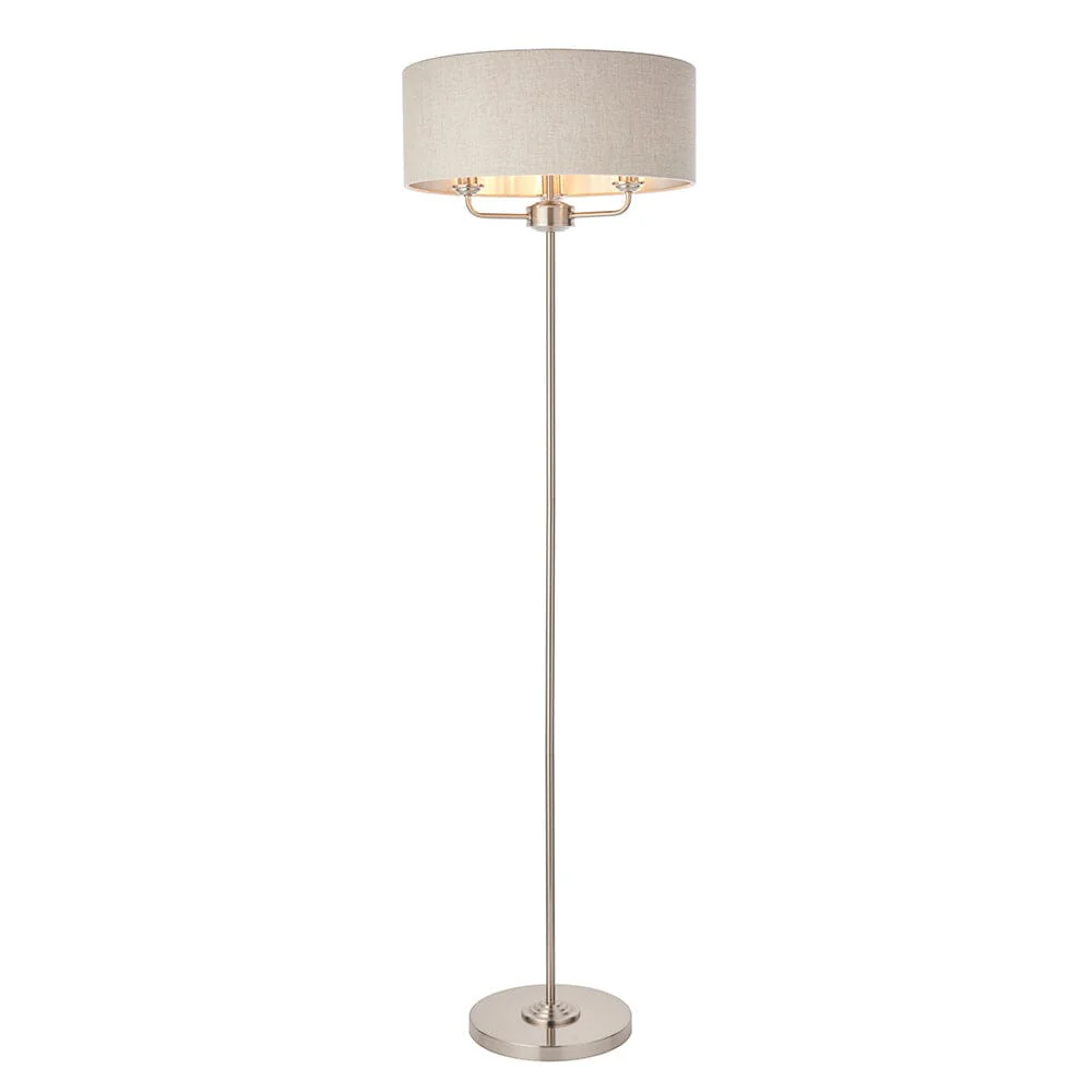 Juniper 3 Light Chrome Floor Lamp with Neutral Shade - Image 3