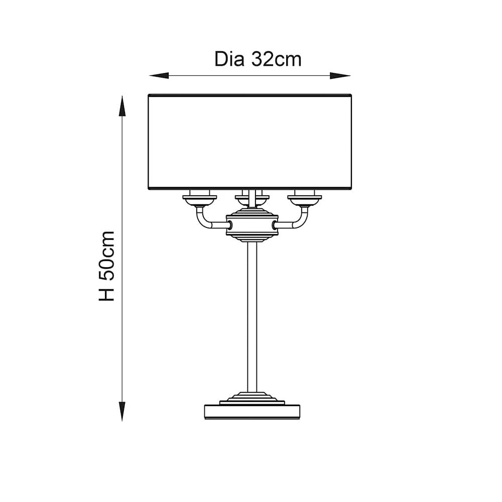 Juniper 3 Light Chrome Table Lamp with Neutral Shade - Image 3