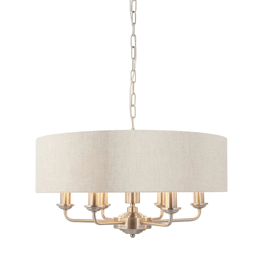 Juniper 6 Light Chrome Pendant Ceiling Light with Neutral Shade - Image 4
