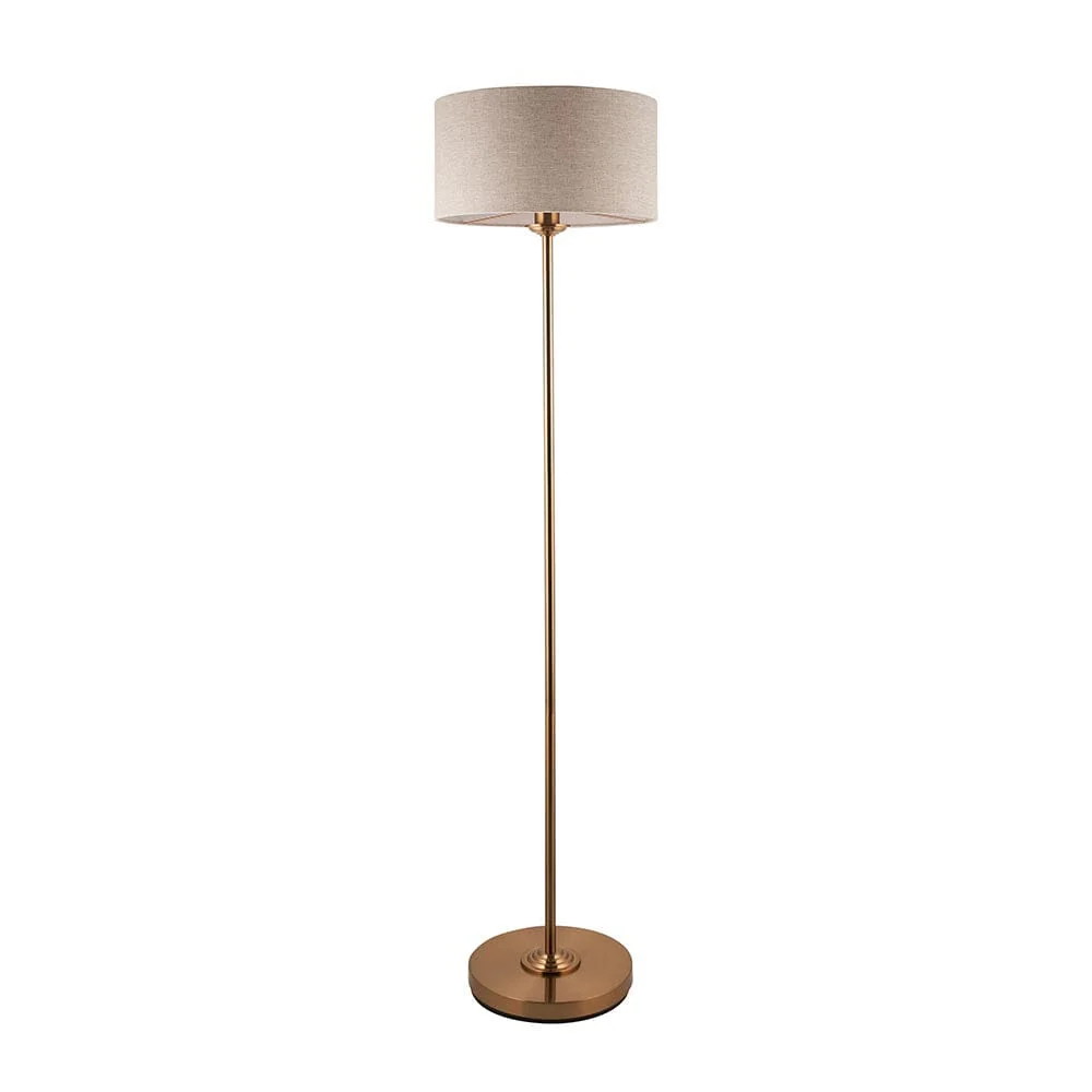 Juniper Brass Floor Lamp with Neutral Shade - Image 6
