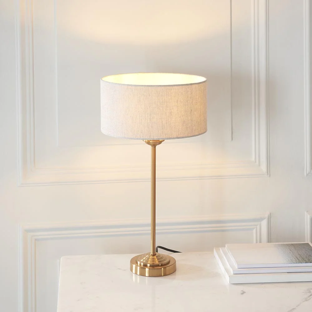 Juniper Brass Table Lamp with Neutral Shade - Image 2