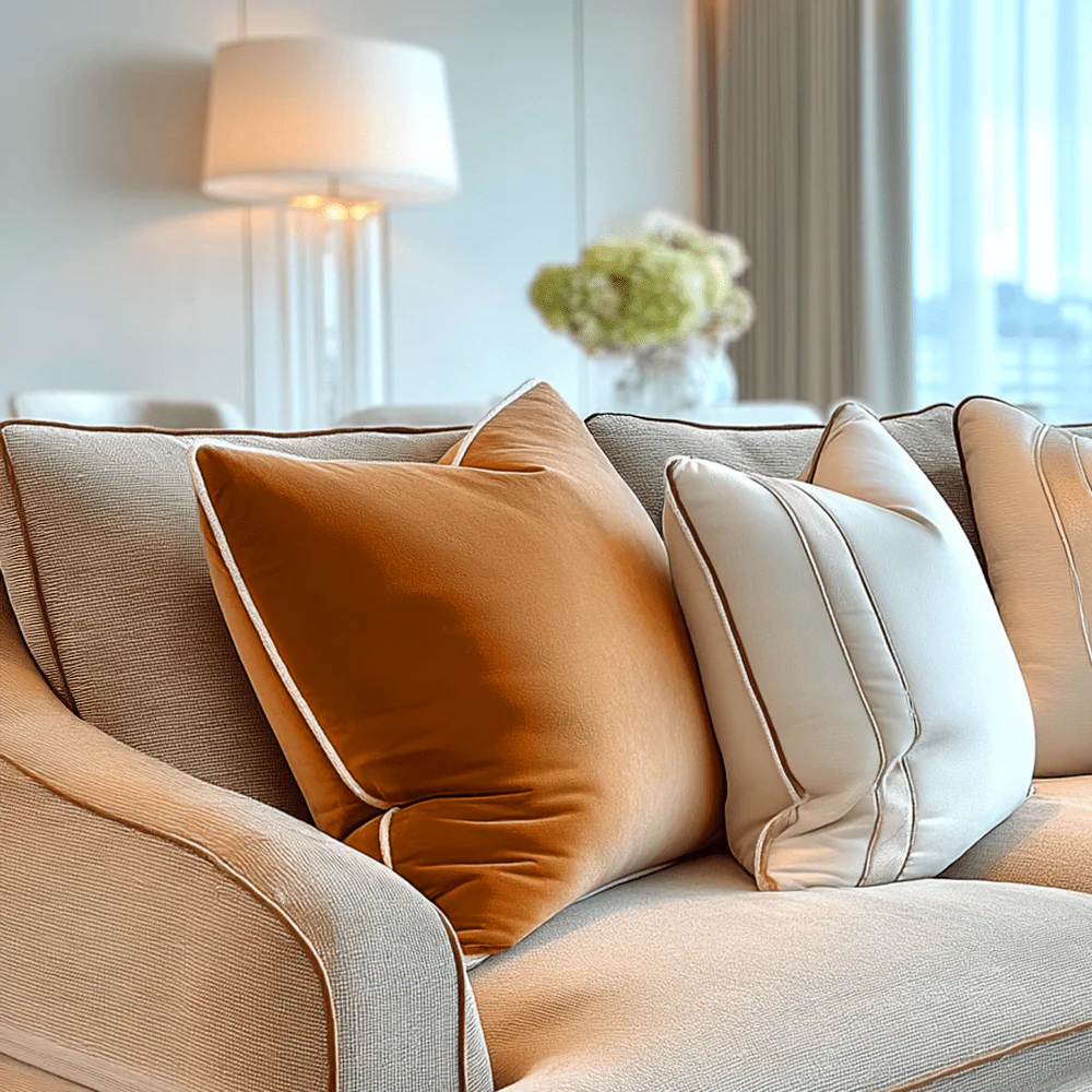 Juniper Rust & Ecru Velvet Cushion - 55 x 55cm