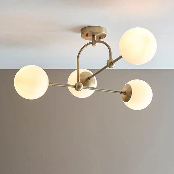 Juniper Semi Flush Antique Brass Ceiling Light