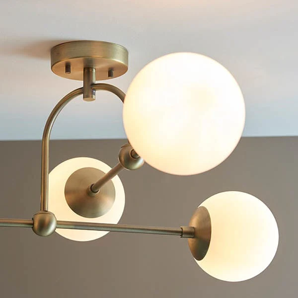 Juniper Semi Flush Antique Brass Ceiling Light - Image 2