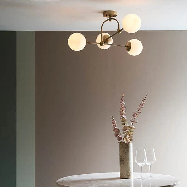 Juniper Semi Flush Antique Brass Ceiling Light - Image 3