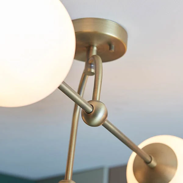 Juniper Semi Flush Antique Brass Ceiling Light - Image 4
