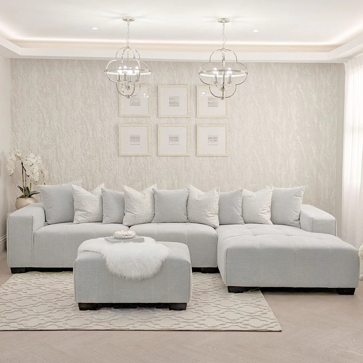 Kace Cloud Grey Boucle Tufted Sofa Range - Image 10