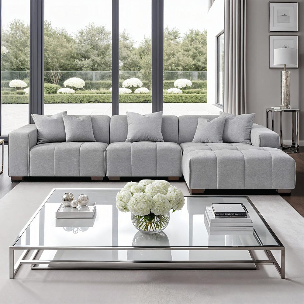 Kace Cloud Grey Boucle Tufted Sofa Range - Image 13