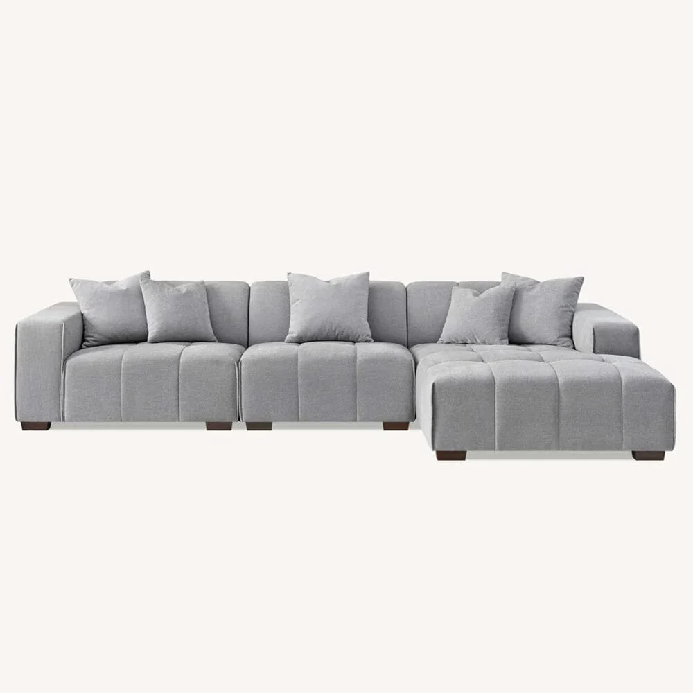 Kace Cloud Grey Boucle Tufted Sofa Range - Image 14