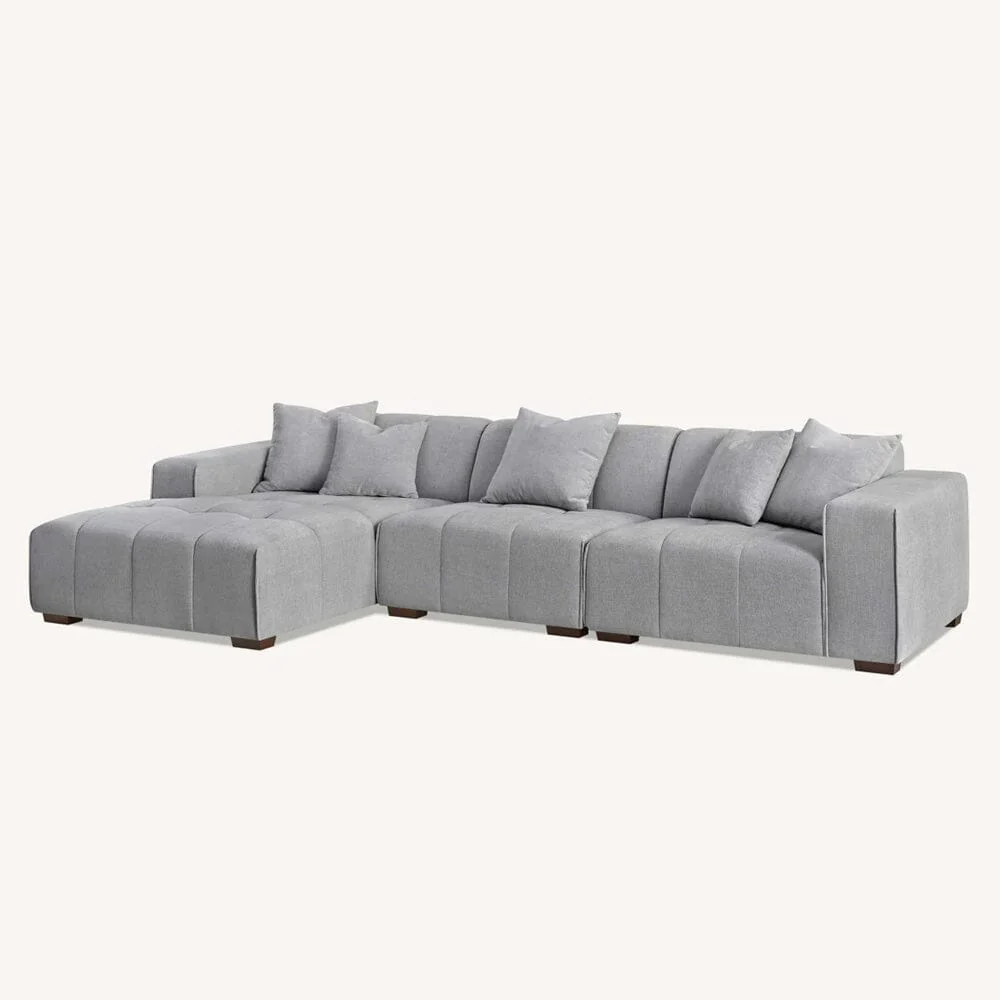 Kace Cloud Grey Boucle Tufted Sofa Range - Image 16