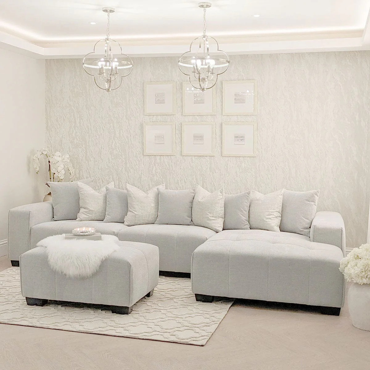 Kace Cloud Grey Boucle Tufted Sofa Range - Image 8