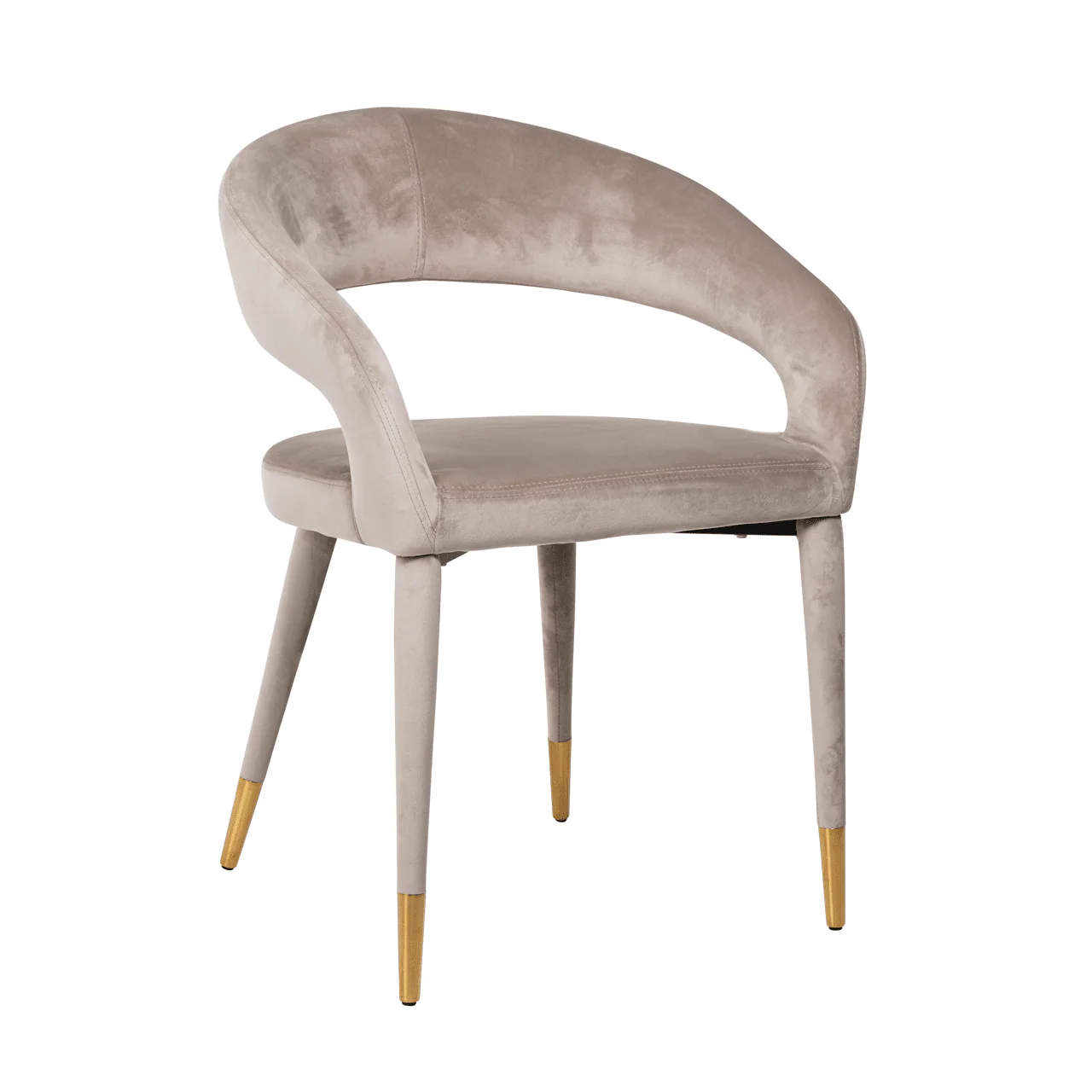 Kahla Luxury Taupe Velvet Cut Out Detail Curved Dining Chair - Image 2