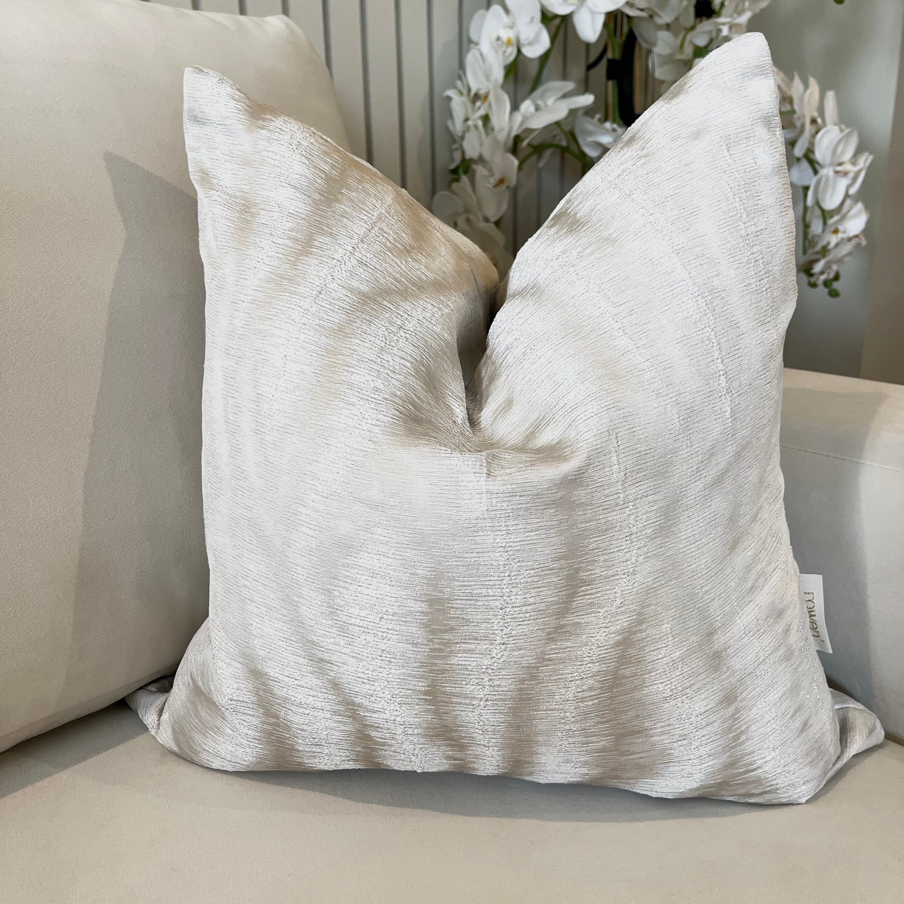 Kahlo Cream & Silver Metallic Cushion - 50x50cm