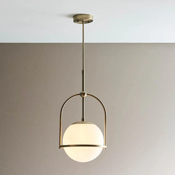 Kaia Gold Pendant Ceiling Light with Opal Glass